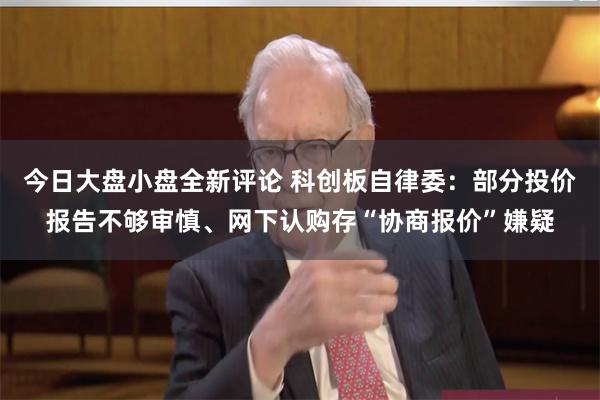 今日大盘小盘全新评论 科创板自律委：部分投价报告不够审慎、网下认购存“协商报价”嫌疑