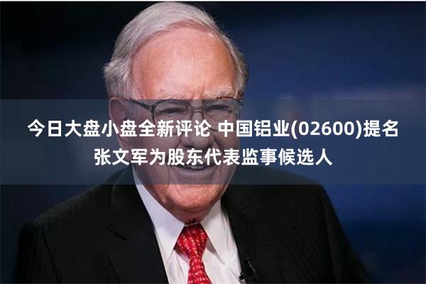 今日大盘小盘全新评论 中国铝业(02600)提名张文军为股东代表监事候选人